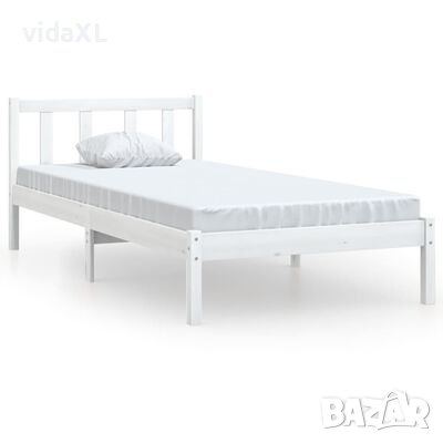 vidaXL Рамка за легло, бяла, бор масив, 90x200 cм（SKU:810068, снимка 1