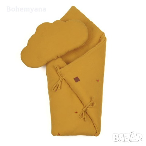 Hi Little One порт бебе 2 в 1 – био муселин – горчица, снимка 1