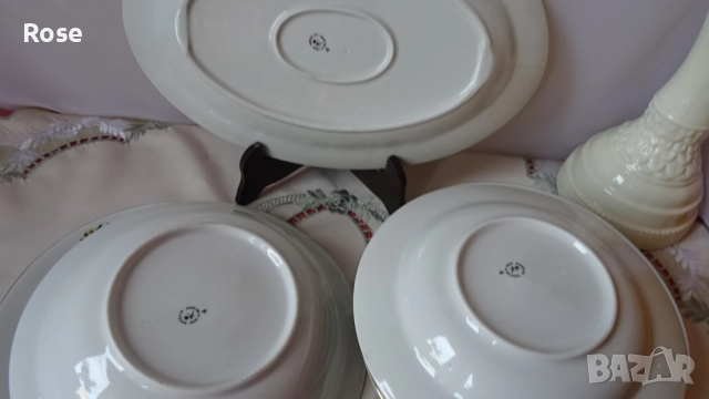 Порцелан на „Китка“ с декор полски цветя със златен кант., снимка 7 - Чинии - 51646521