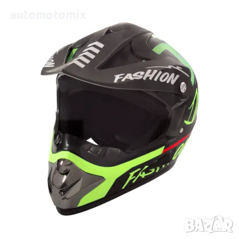 Каска за АТВ, Каска крос 56-58см. - Черен/Неон, снимка 1