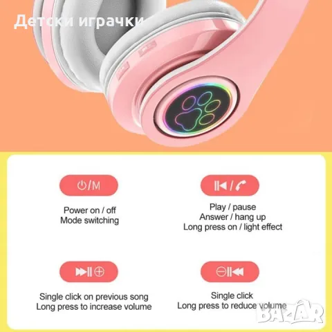 Безжични слушалки - светещи котешки уши, K028, снимка 15 - Bluetooth слушалки - 49158760