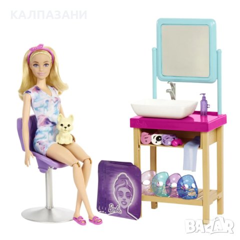 BARBIE WELLNESS Barbie® Спа ден с блестящи маски (HCM82), снимка 6 - Кукли - 40249390