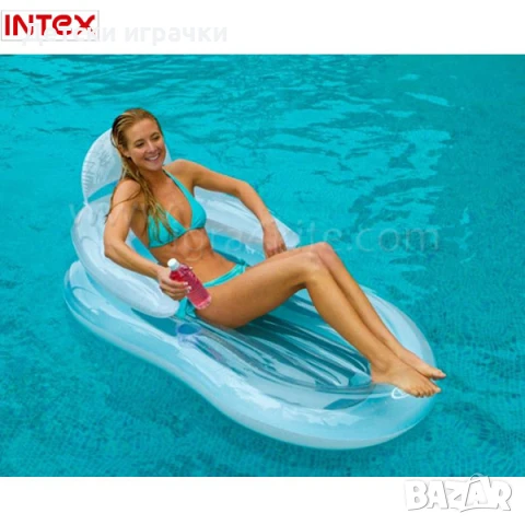 Надуваем дюшек шезлонг кресло Intex, 155 х 97 см, с облегалка 