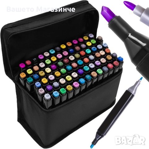 Двустранни маркери/химикалки 80 броя, снимка 1 - Рисуване и оцветяване - 39967213