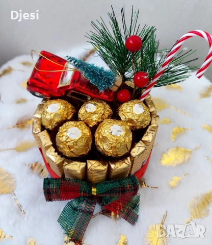 Коледни аранжировки с бонбони, снимка 3 - Коледни подаръци - 52503594