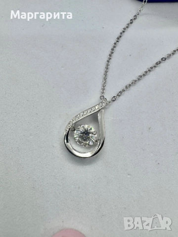 Сребърно колие с мойсанит (диамант) 1 карат 