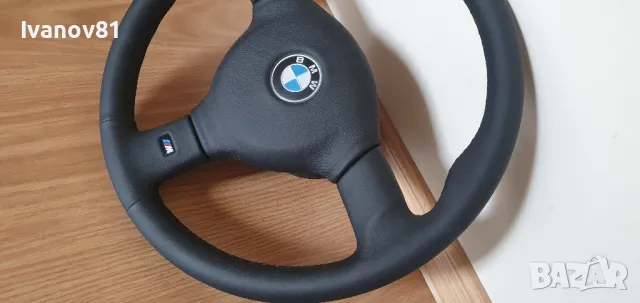 Bmw E30 M3 EVO 89' Sport Steering Wheel small 370mm Full Leather 2226086 м волан бмв е30 KBA 70121, снимка 4 - Части - 49333343