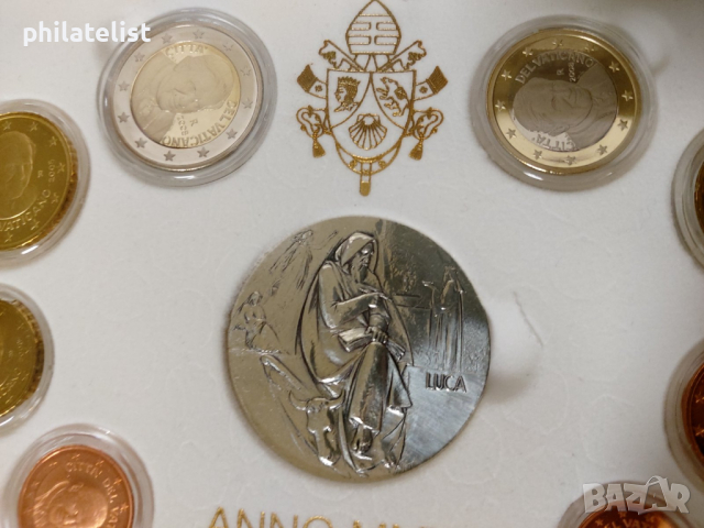 Ватикана PROOF 2008 г. - комплектен сет от 1 цент до 2 евро + възпоменателен сребърен медал, снимка 4 - Нумизматика и бонистика - 44736907