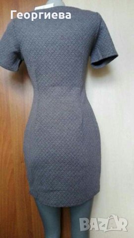 Сива плътна релефна рокля👗🍀XS,S👗🍀арт.801, снимка 2 - Рокли - 30246160