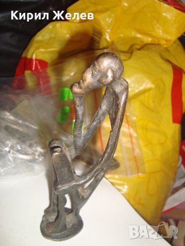 СТАРА БРОНЗОВА АФРИКАНСКА СТАТУЕТКА РЪЧНА ЕТНО АРТ ИЗРАБОТКА УНИКАТ с ТЪМНА ПАТИНА ФИГУРА 16647, снимка 5 - Статуетки - 31697021