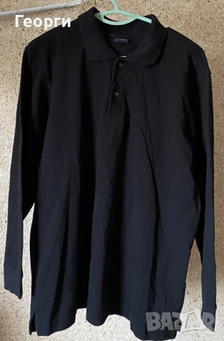 Черна поло блуза с яка и 2 копчета., снимка 5 - Блузи - 54088738