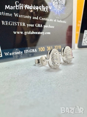 Сребърни обеци с мойсанит (Диамант) 0.5 карата, снимка 9 - Обеци - 52933479