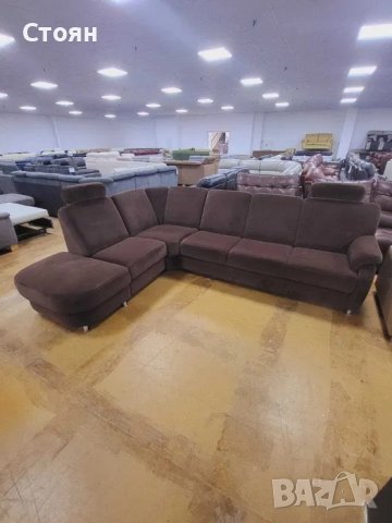Кафяв ъглов диван от плат с функция сън "ZE-EM06001"