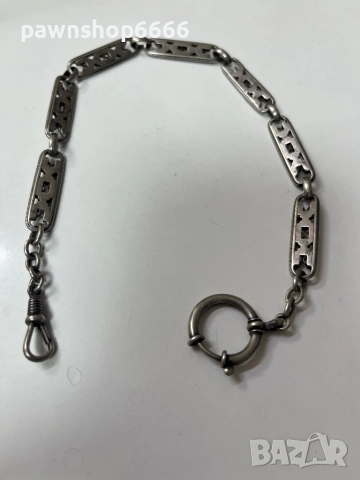 Сребърна верижка за джобен часовник, снимка 2 - Антикварни и старинни предмети - 51454898