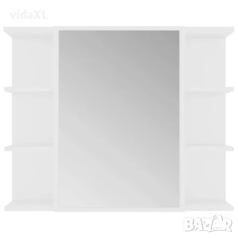 vidaXL Шкаф за баня с огледало, бял, 80x20,5x64 см, инженерно дърво, снимка 6 - Шкафове - 56147869