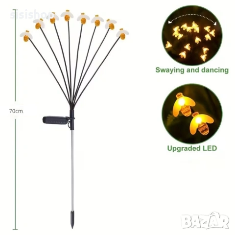 Соларни LED лампи за декорация „Пчелички“ – 10 броя в комплект, водоустойчиви 4987, снимка 3 - Декорация за дома - 54070760