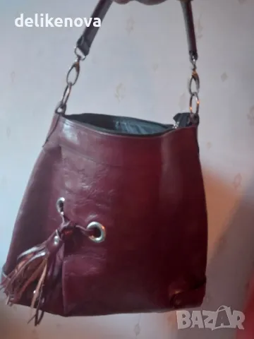 MOLTON. 100%.Кожа Голяма чанта вишна