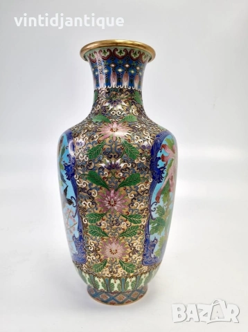 Елегантна декоративна китайска Cloisonné ваза, снимка 2 - Вази - 54062159