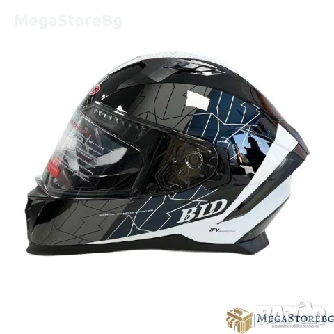 Каска с вградени слънчеви очила M69 - Размер S, M, L, XL - Черно/Бяло