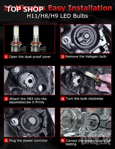 Нови LED крушки за фарове ярки резервни светлини за дълги/къси Мъгла, снимка 3 - Аксесоари и консумативи - 49427479