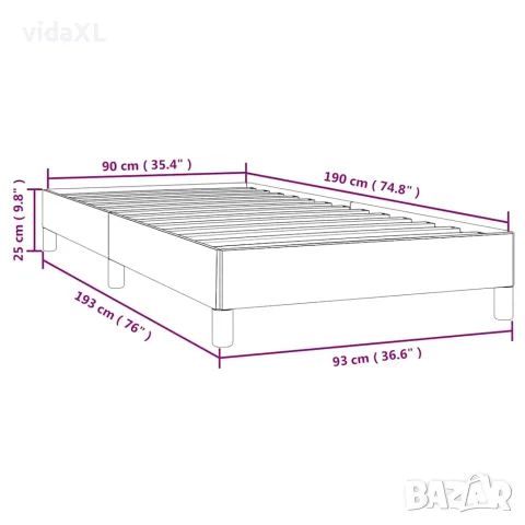 vidaXL Рамка за легло без матрак, Черно, 90x190 см, плат, снимка 9 - Спални и легла - 56147233