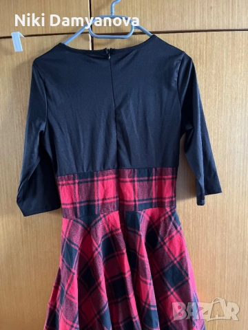 Рокля в черно и червено каре, размер S, снимка 3 - Рокли - 53956963