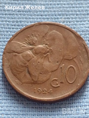 Рядка монета 10 чентезима 1924г. Италия Виктор Емануил трети 30215