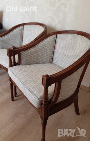 Двойка антикварни клубни кресла от 30-те години на миналия век, снимка 5 - Антикварни и старинни предмети - 47883929