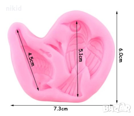 2 птички птичка врабче кълвач силиконов молд форма декорация и украса фондан шоколад, снимка 2 - Форми - 30891038