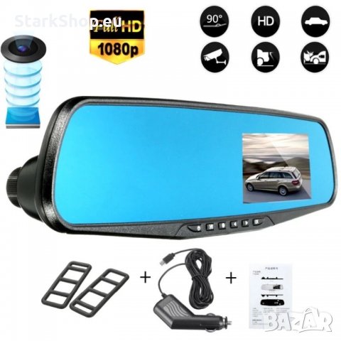  Видеорегистратор в огледало за задно виждане, снимка 2 - Камери - 30499386