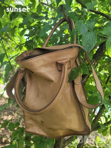 ЕСТЕСТВЕНА кожа голяма кафява чанта Cowboys bag+ дълга дръжка , снимка 3 - Чанти - 50617705