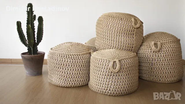 Пуф Макраме за плаж , бар , ресторант или градина, снимка 3 - Дивани и мека мебел - 48804789