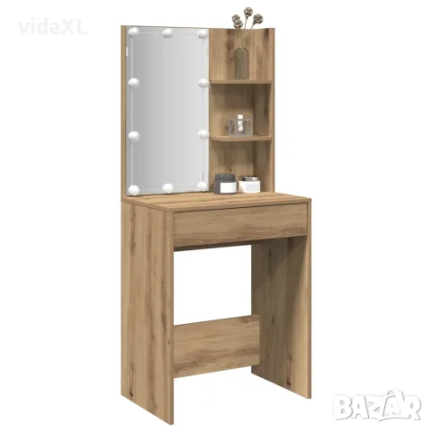 vidaXL Тоалетка с LED, дъб артизан, 60x40x140 см, снимка 2 - Тоалетки - 56148315