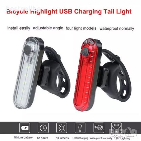 Стоп лед задни светлини за велосипед зареждащ се USB колело LED фар, снимка 5 - Аксесоари за велосипеди - 37081843