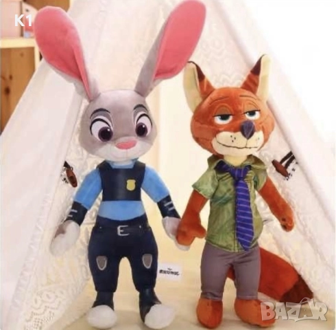 Плюшена играчка Зоотрополис Zootopia Ник Уайлд и Джуди Хопс 42см