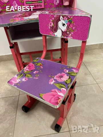 🎨 Детски комплект бюро + стол – регулируем, с образователни аксесоари и забавен дизайн! 🎨, снимка 7 - Мебели за детската стая - 51423912
