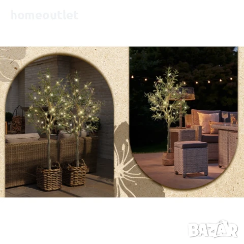 ПРОМОЦИЯ Изкуствено маслиново дърво с енергоспестяващи лед светлини, к-т от 2 бр, 152см A-GE23004, снимка 3 - Изкуствени цветя - 50948839