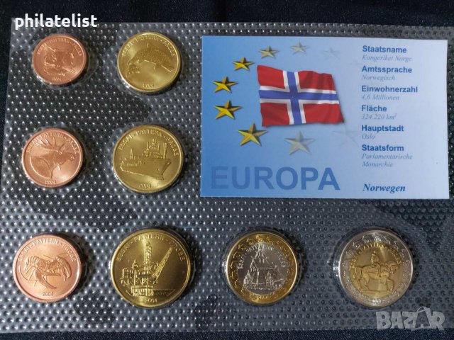 Пробен Евро сет - Норвегия 2004 от 8 монети, снимка 1 - Нумизматика и бонистика - 44265513