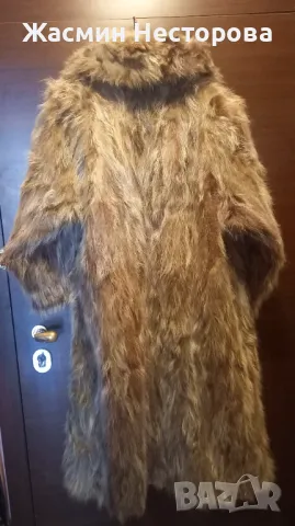 Дълго дамско кожено палто с естествен косъм от нутрия, снимка 5 - Палта, манта - 49125277