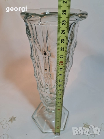 ретро стъклена релефна ваза 28/5, снимка 5 - Вази - 51965340