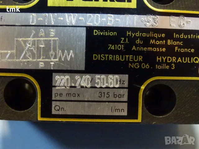 Хидравличен разпределител Parker D-1V-W-20-B-TT-53 EC directional control valve 315Bar, снимка 4 - Резервни части за машини - 48691566
