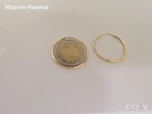 Златни обеци халки гравирани 1, снимка 5 - Обеци - 49648905