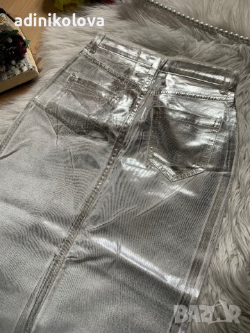 Нова сребриста дълга пола, снимка 3 - Поли - 44292682