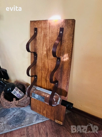 🌿Елегантна стойка за 2–10 бутилки вино – кожа или премиум въже, снимка 2 - Пана - 34273934