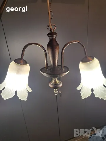 ретро абажур полилей от метал и дърво