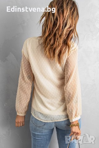 Дамска блуза с дълъг ръкав и принт на точки, снимка 2 - Блузи с дълъг ръкав и пуловери - 40698099