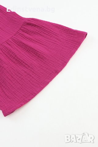 Дамска рокля тип риза в цвят циклама, 100% памук, снимка 12 - Рокли - 44177234