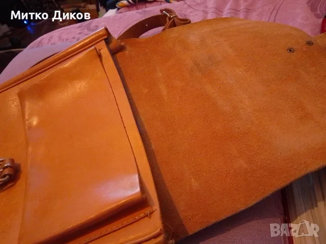 Чанта естествена дебела кожа тип командирска 35х24х7см отлична, снимка 4 - Чанти - 56181887