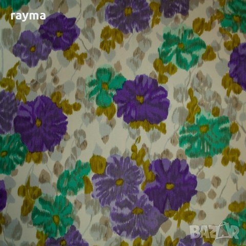 Плат италианска дизайнерска копринена тафта принт цветя, снимка 5 - Поли - 34237309