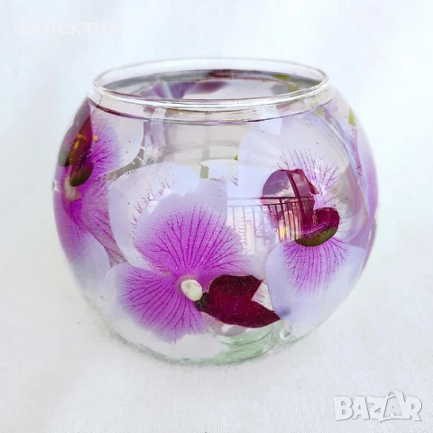 Мултифунционален стъклен декоративен съд; Орхидеи в смола., снимка 2 - Декорация за дома - 50759478